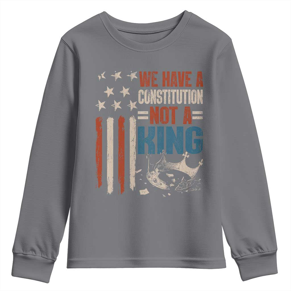 No Kings Protest Youth Sweatshirt We Have A Constitution Not A King American Flag - Wonder Print Shop