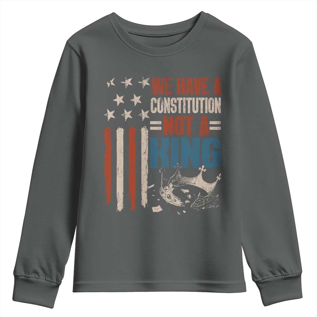 No Kings Protest Youth Sweatshirt We Have A Constitution Not A King American Flag - Wonder Print Shop