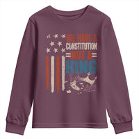 No Kings Protest Youth Sweatshirt We Have A Constitution Not A King American Flag - Wonder Print Shop