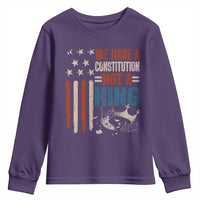No Kings Protest Youth Sweatshirt We Have A Constitution Not A King American Flag - Wonder Print Shop