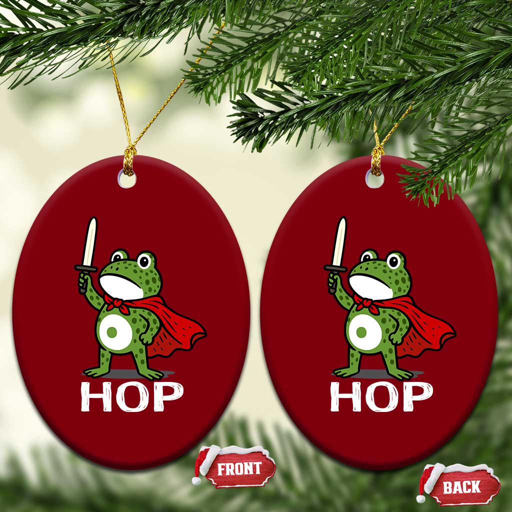 Resist Frog With Sword Ceramic Ornament No Kings Portland Protest Saves America - Wonder Print Shop