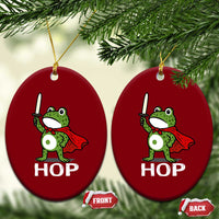 Resist Frog With Sword Ceramic Ornament No Kings Portland Protest Saves America - Wonder Print Shop