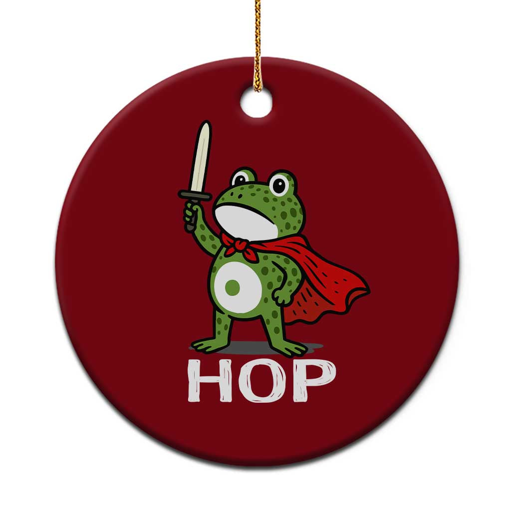 Resist Frog With Sword Ceramic Ornament No Kings Portland Protest Saves America - Wonder Print Shop