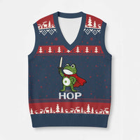 Resist Frog With Sword V-Neck Knit Sweater Vest No Kings Portland Protest Saves America - Wonder Print Shop