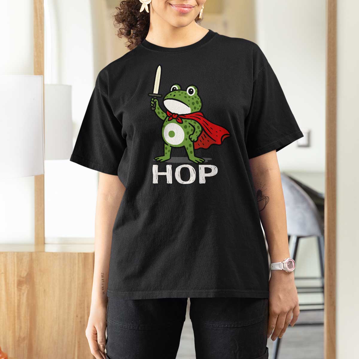 Resist Frog With Sword T Shirt For Women No Kings Portland Protest Saves America - Wonder Print Shop