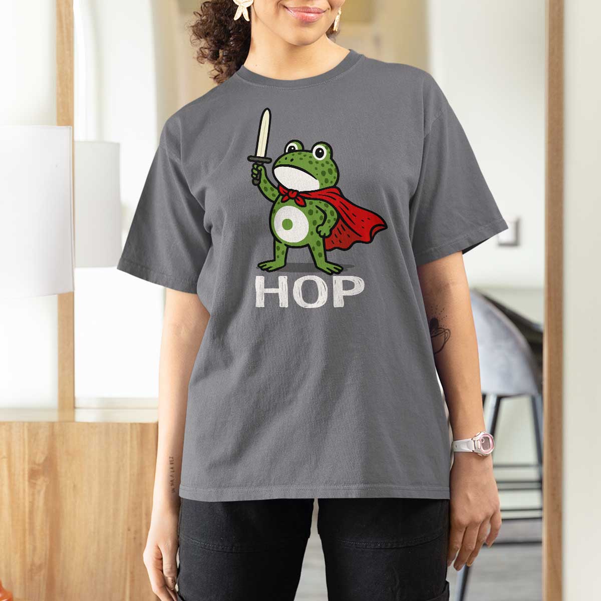 Resist Frog With Sword T Shirt For Women No Kings Portland Protest Saves America - Wonder Print Shop
