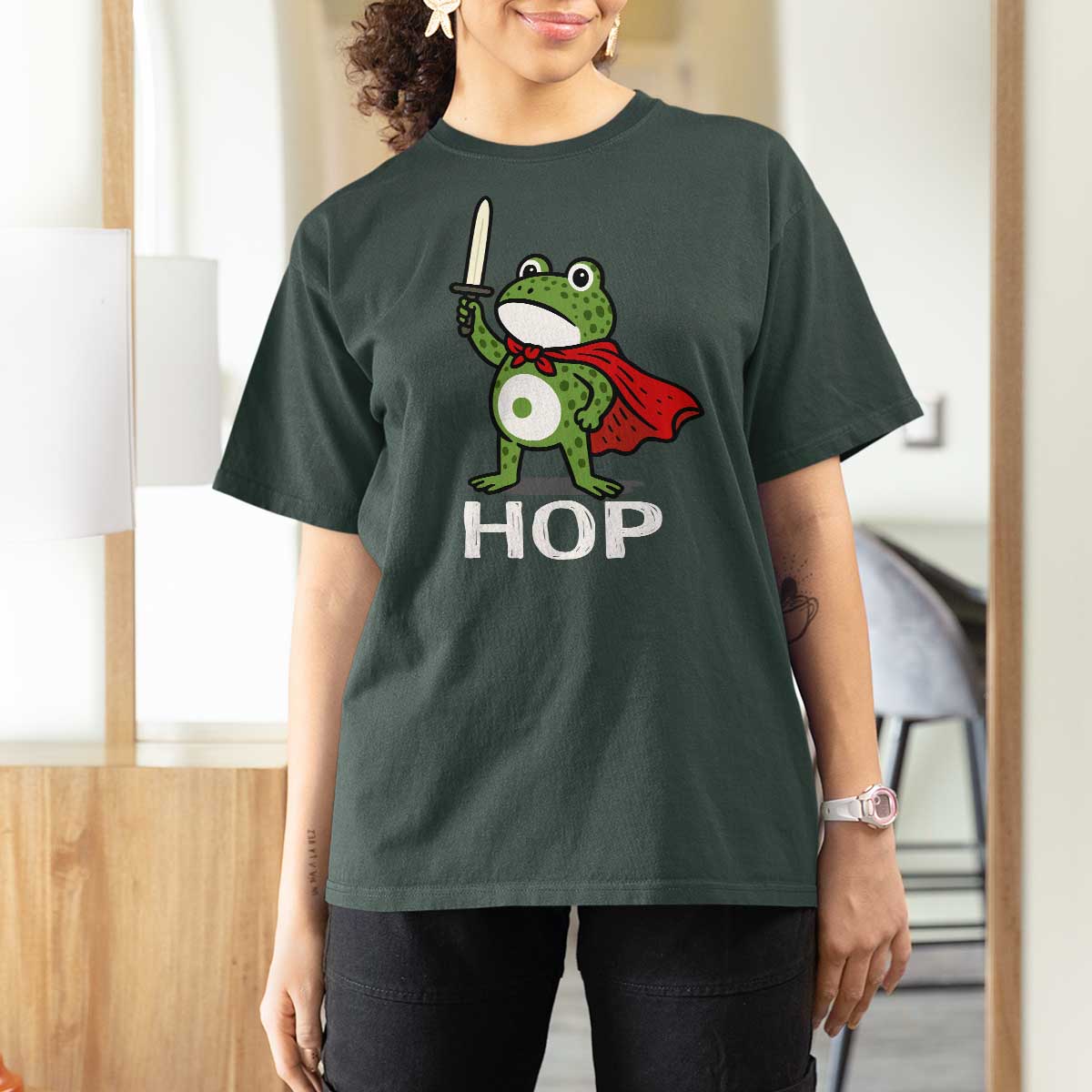Resist Frog With Sword T Shirt For Women No Kings Portland Protest Saves America - Wonder Print Shop