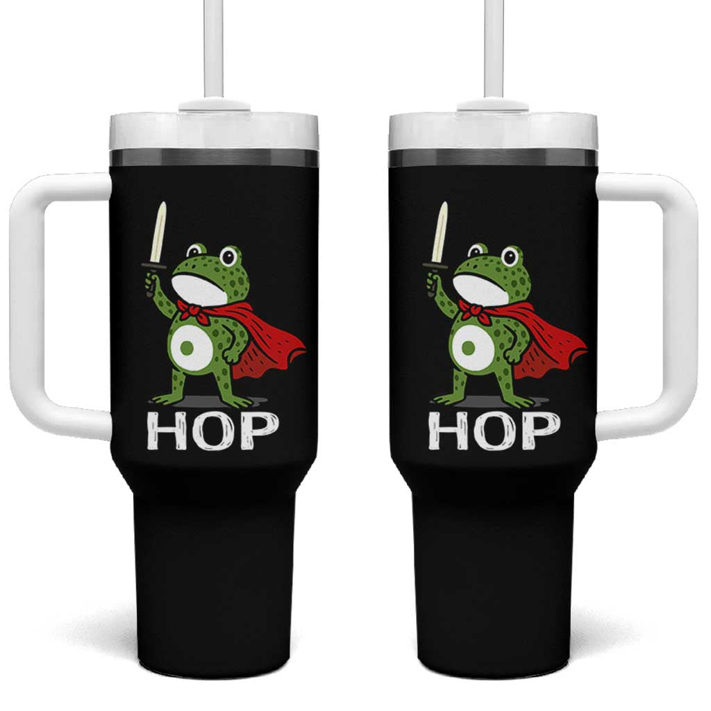 Resist Frog With Sword Tumbler With Handle No Kings Portland Protest Saves America - Wonder Print Shop