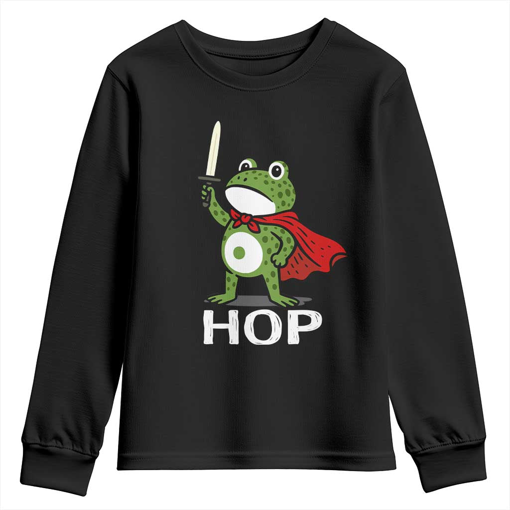 Resist Frog With Sword Youth Sweatshirt No Kings Portland Protest Saves America - Wonder Print Shop
