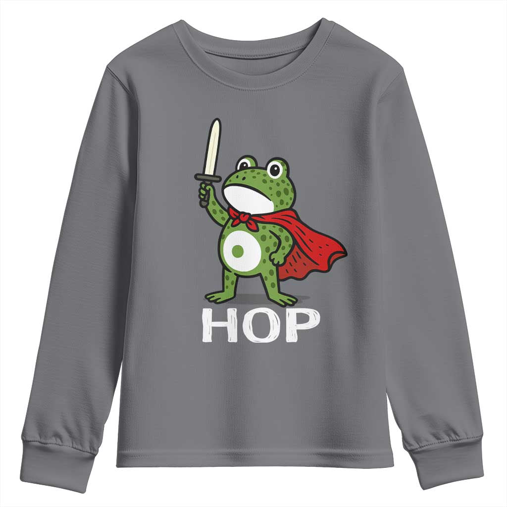 Resist Frog With Sword Youth Sweatshirt No Kings Portland Protest Saves America - Wonder Print Shop
