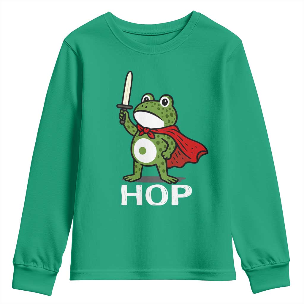 Resist Frog With Sword Youth Sweatshirt No Kings Portland Protest Saves America - Wonder Print Shop