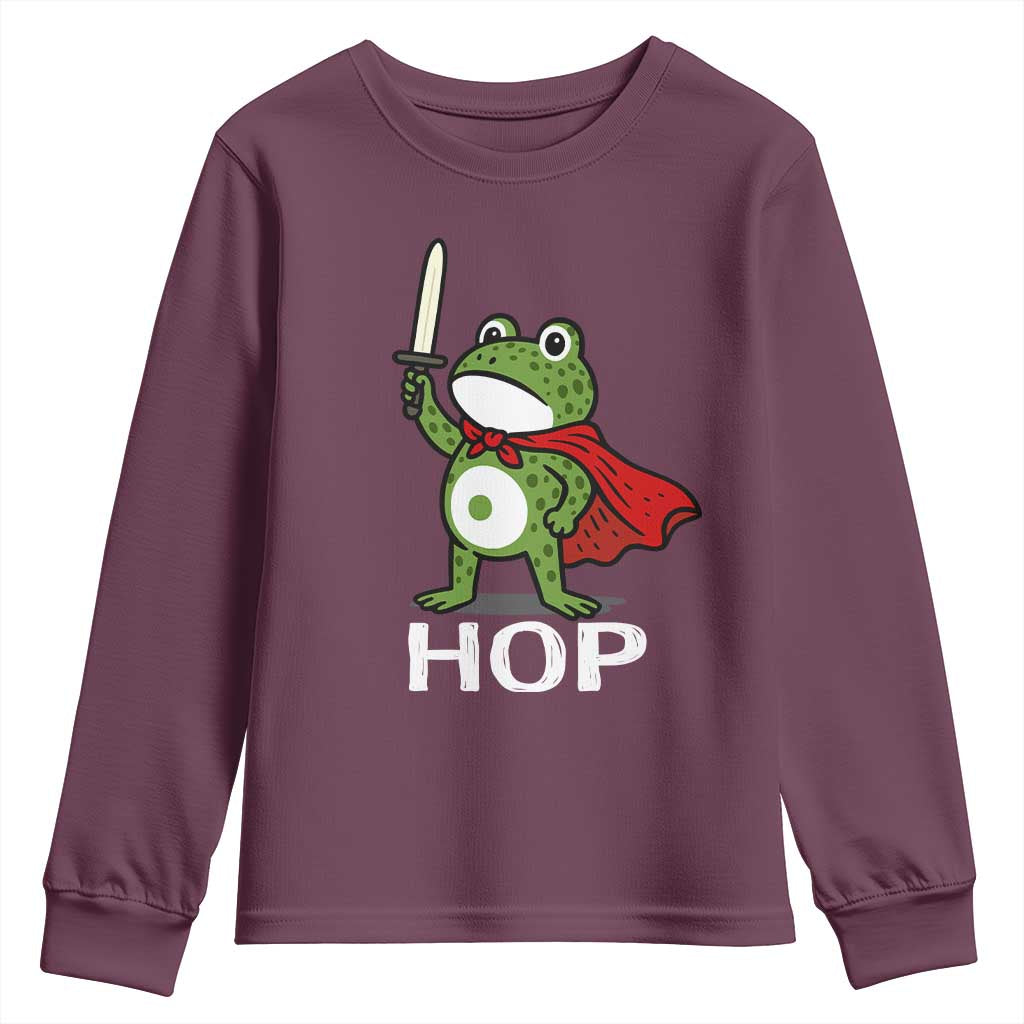 Resist Frog With Sword Youth Sweatshirt No Kings Portland Protest Saves America - Wonder Print Shop