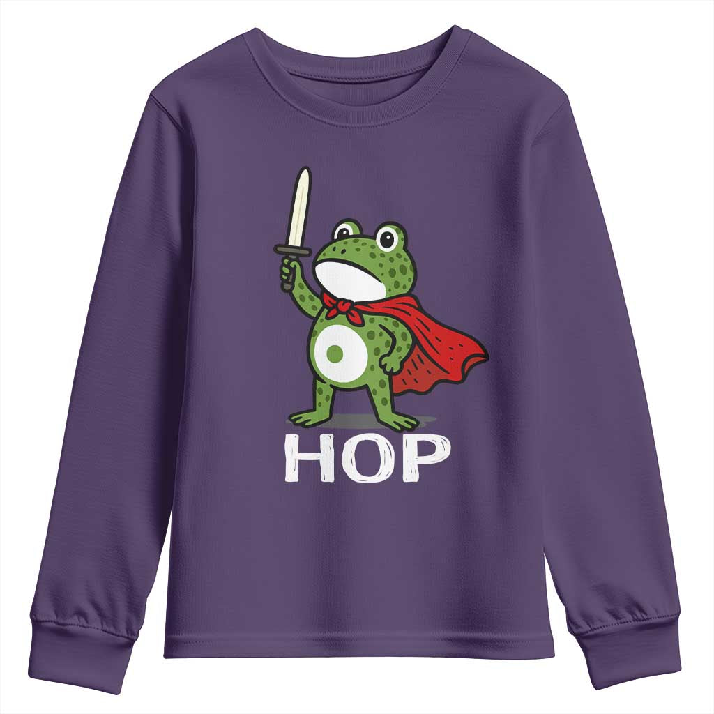 Resist Frog With Sword Youth Sweatshirt No Kings Portland Protest Saves America - Wonder Print Shop