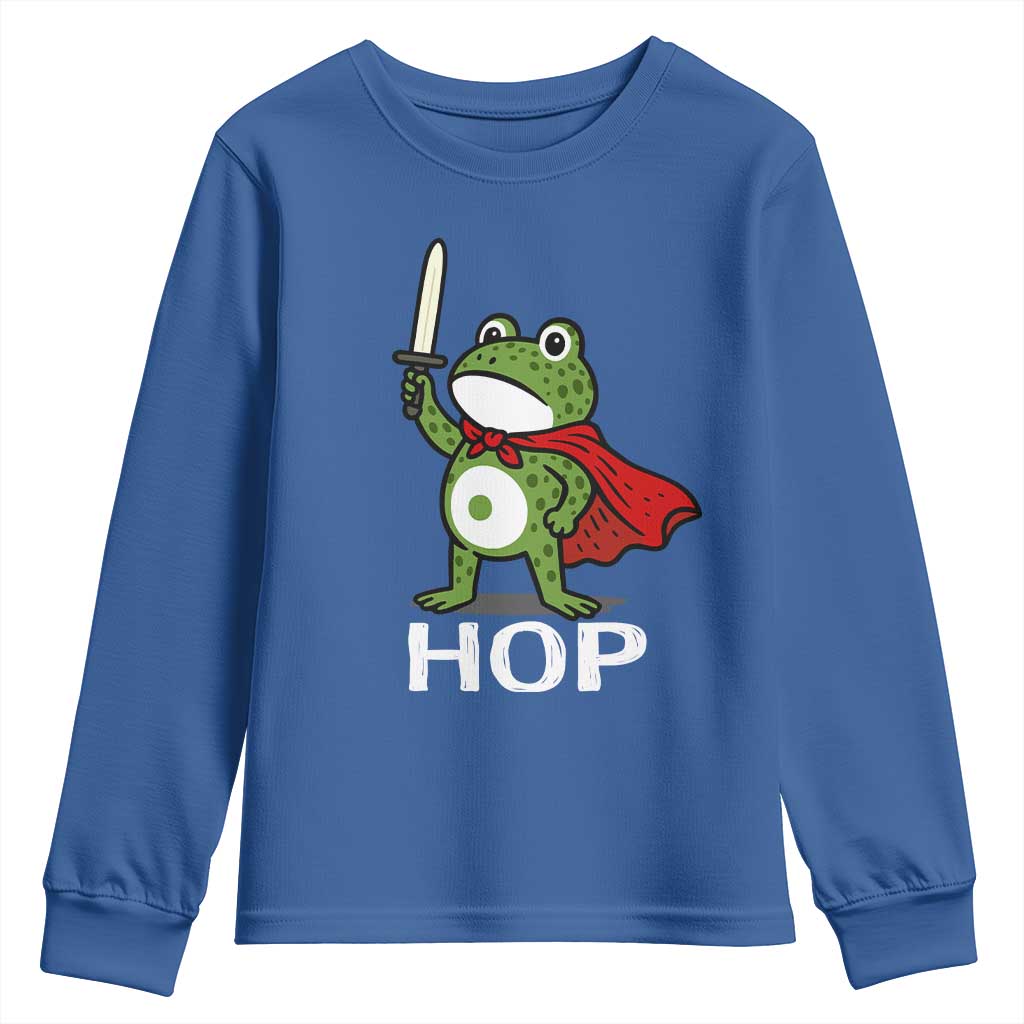 Resist Frog With Sword Youth Sweatshirt No Kings Portland Protest Saves America - Wonder Print Shop