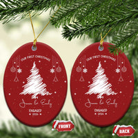 Personalized Engagement Christmas Ornament Custom Name Our First Christmas Engaged 2024 Xmas Gift - Wonder Print Shop