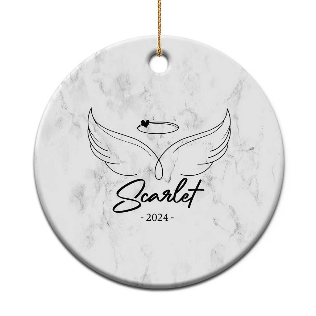 Personalized Memorial Christmas Ornament Custom Name With Angel Wings Remembrance Sympathy Gift - Wonder Print Shop