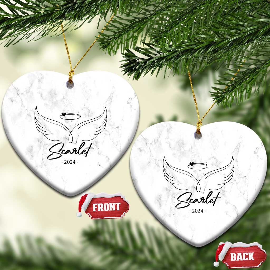 Personalized Memorial Christmas Ornament Custom Name With Angel Wings Remembrance Sympathy Gift - Wonder Print Shop
