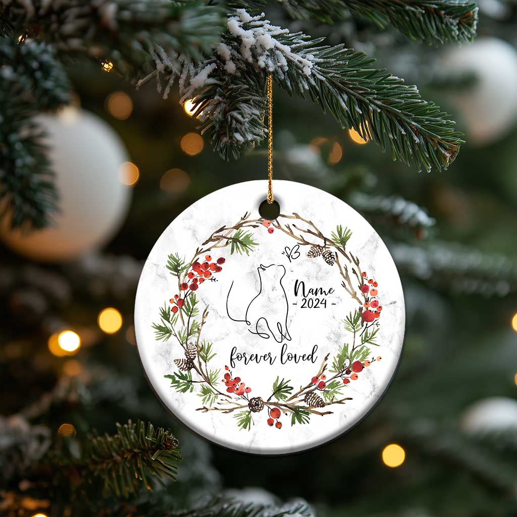 Personalized Cat Memorial Christmas Ornament Custom Name Kitty Loss Pet Sympathy Gift - Wonder Print Shop