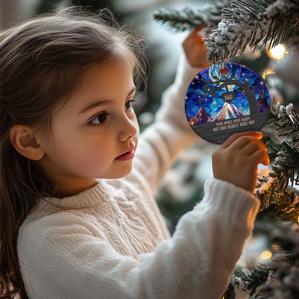 Personalized Memorial Christmas Ornament Custom Loss of Father Sympathy Gift Stained Glass - Wonder Print Shop