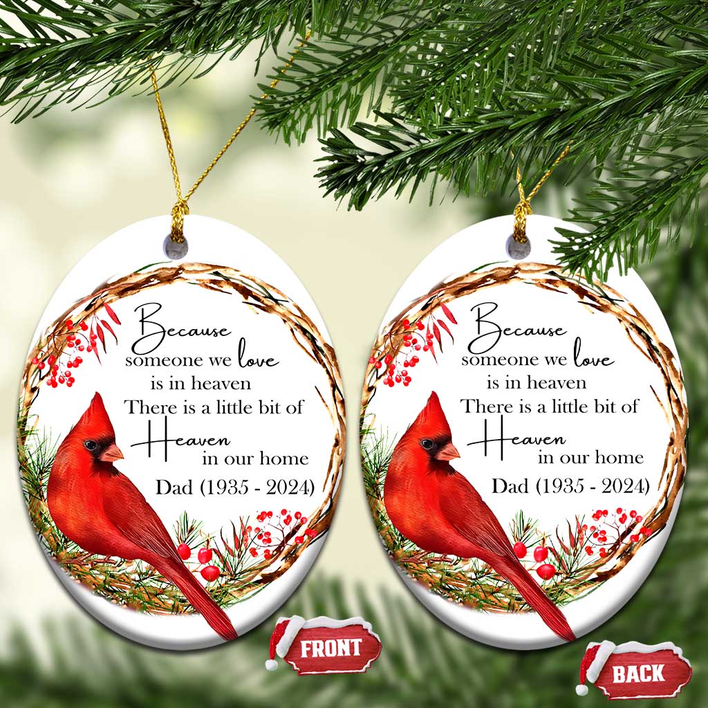 Personalized Memorial Christmas Ornament Custom Family Mom Dad Sympathy Cardinal Loss of Father Gift - Wonder Print Shop