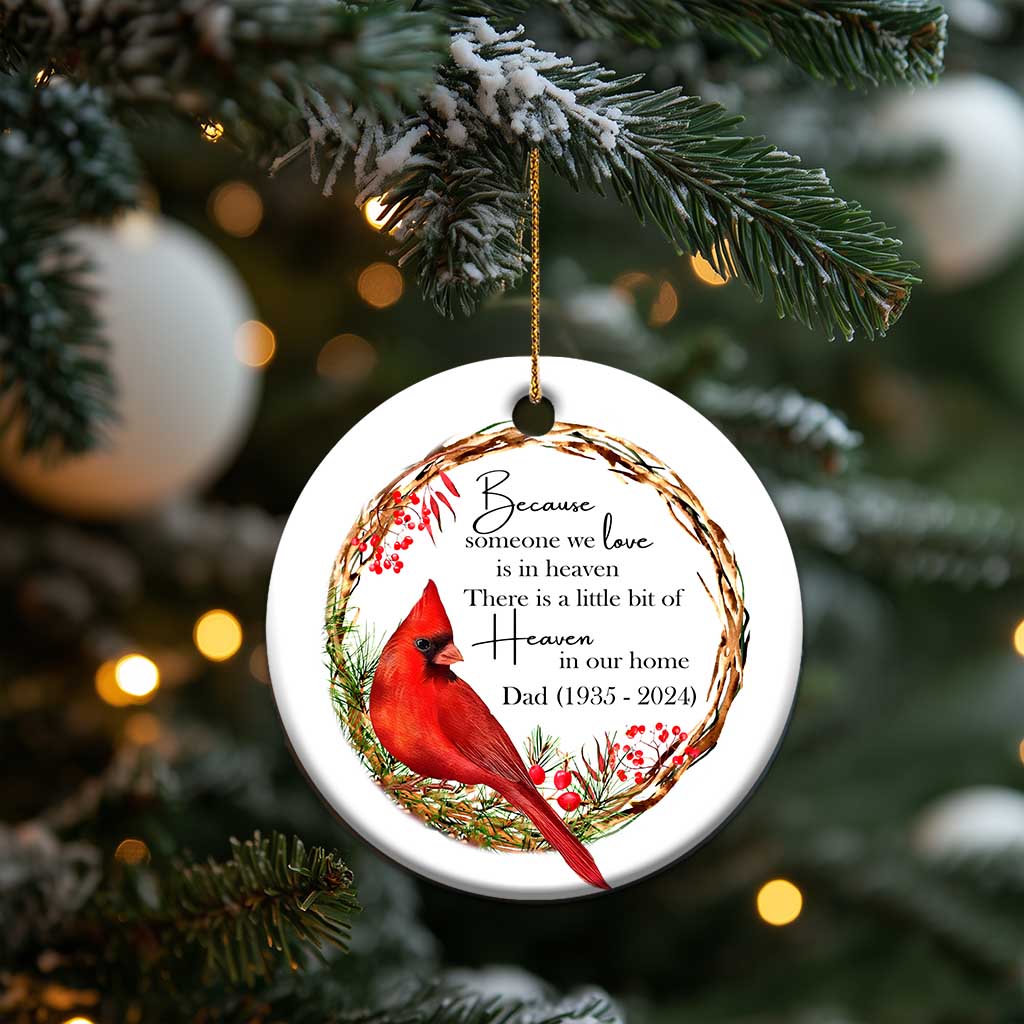 Personalized Memorial Christmas Ornament Custom Family Mom Dad Sympathy Cardinal Loss of Father Gift - Wonder Print Shop