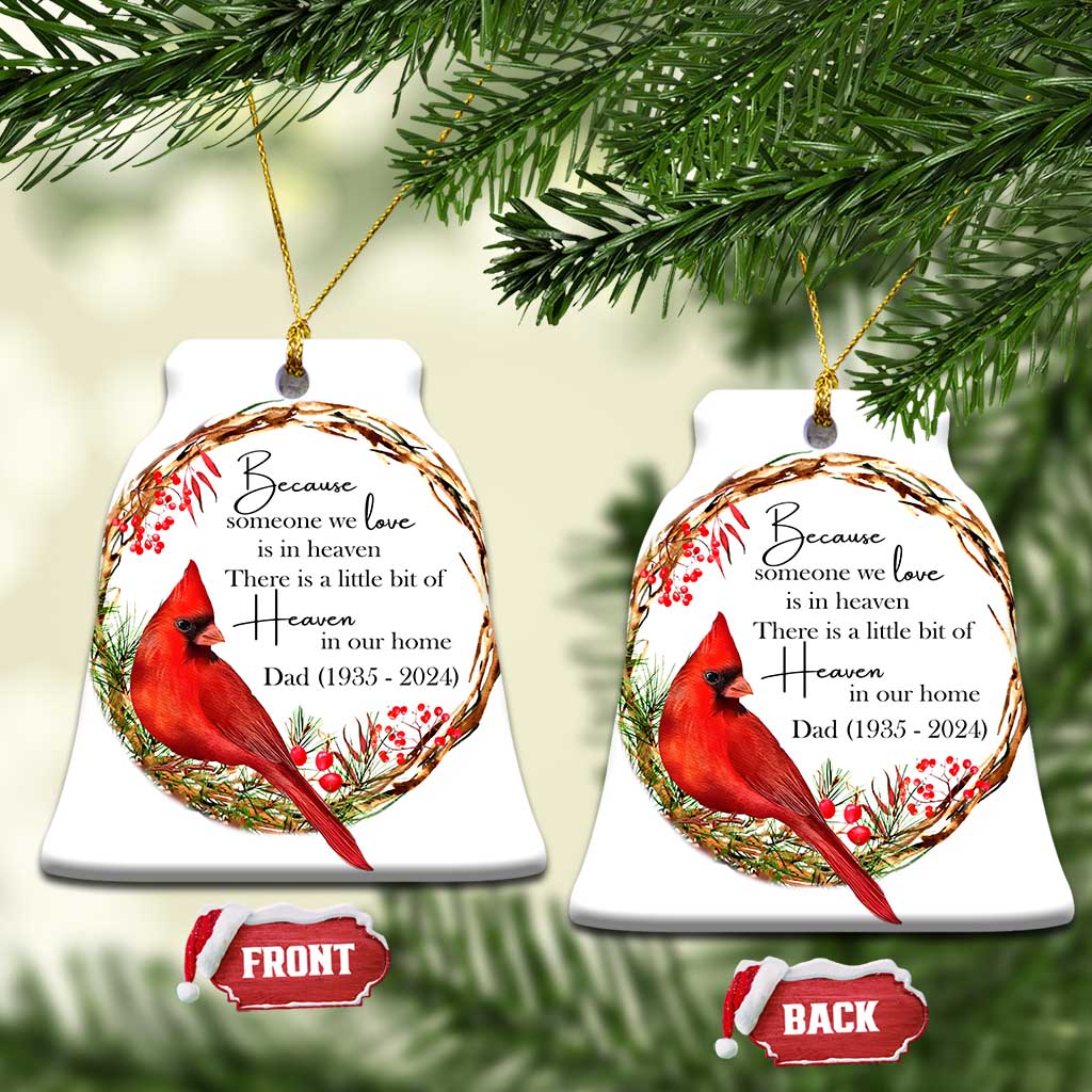 Personalized Memorial Christmas Ornament Custom Family Mom Dad Sympathy Cardinal Loss of Father Gift - Wonder Print Shop