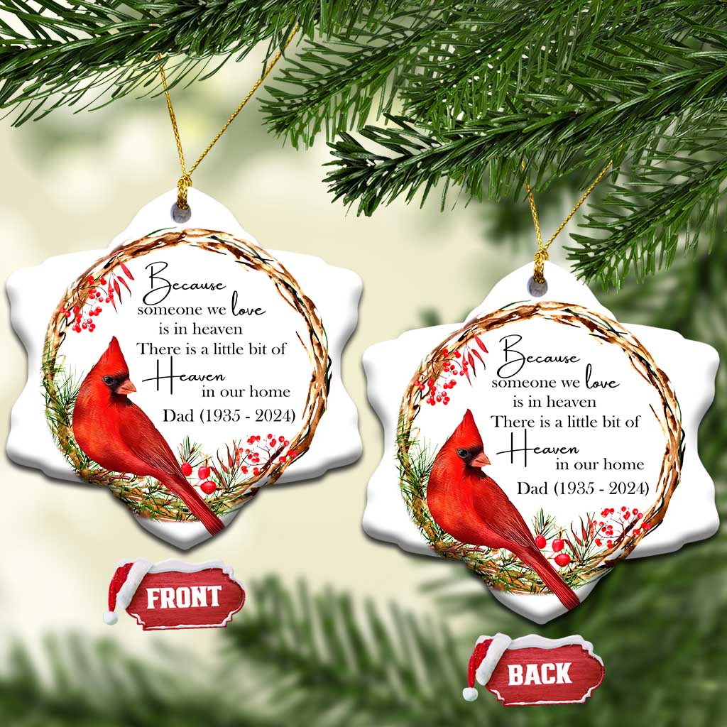 Personalized Memorial Christmas Ornament Custom Family Mom Dad Sympathy Cardinal Loss of Father Gift - Wonder Print Shop