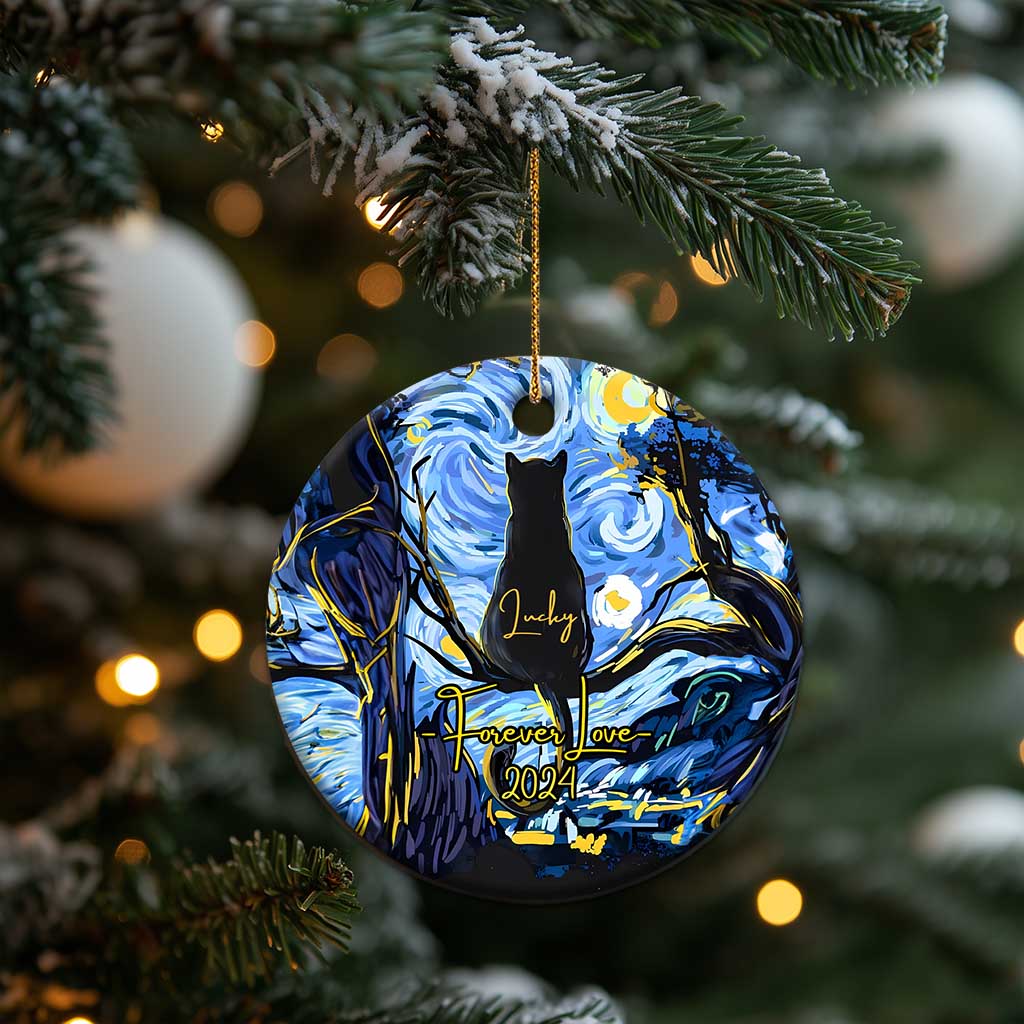 Personalized Forever Loved Cat Christmas Ornament Custom Name Pet Memorial Gift - Wonder Print Shop