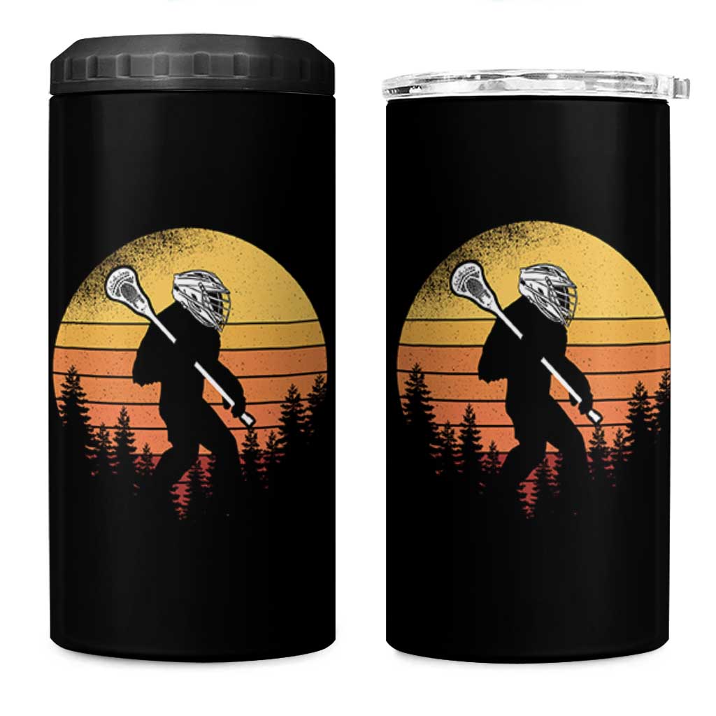 Funny Lax Bigfoot 4 in 1 Can Cooler Tumbler Retro Vintage Sasquatch Lacrosse - Wonder Print Shop