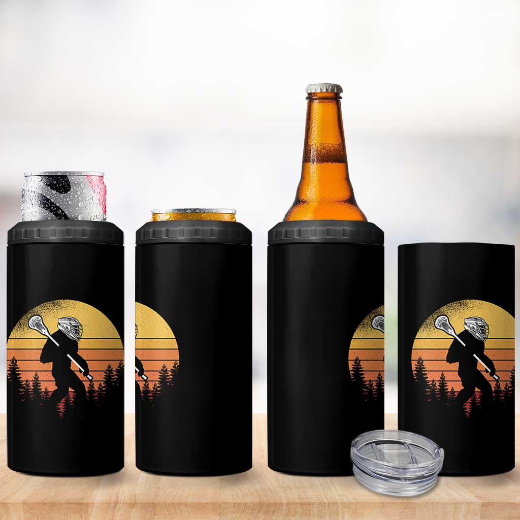 Funny Lax Bigfoot 4 in 1 Can Cooler Tumbler Retro Vintage Sasquatch Lacrosse - Wonder Print Shop