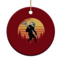 Funny Lax Bigfoot Ceramic Ornament Retro Vintage Sasquatch Lacrosse - Wonder Print Shop