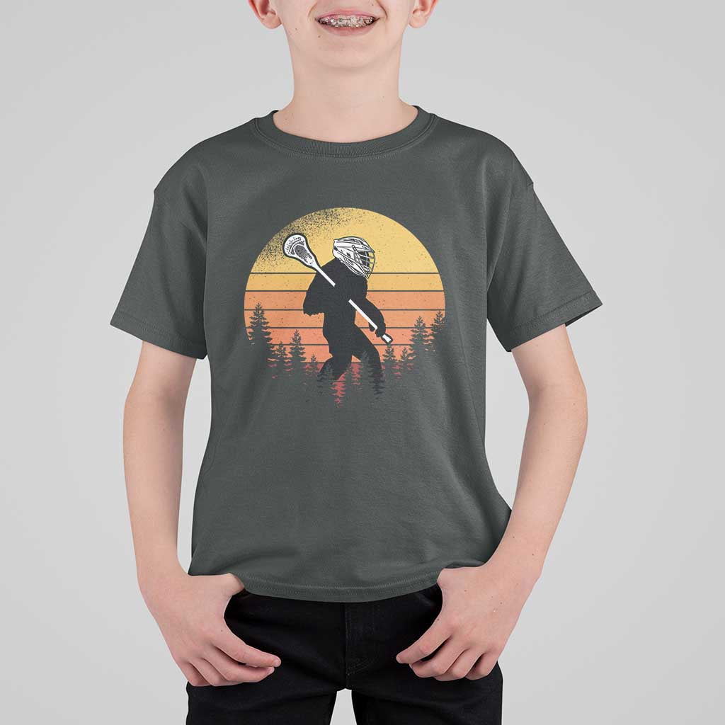 Funny Lax Bigfoot T Shirt For Kid Retro Vintage Sasquatch Lacrosse - Wonder Print Shop