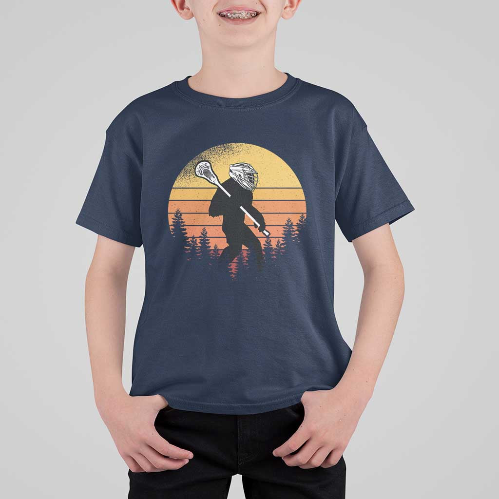 Funny Lax Bigfoot T Shirt For Kid Retro Vintage Sasquatch Lacrosse - Wonder Print Shop