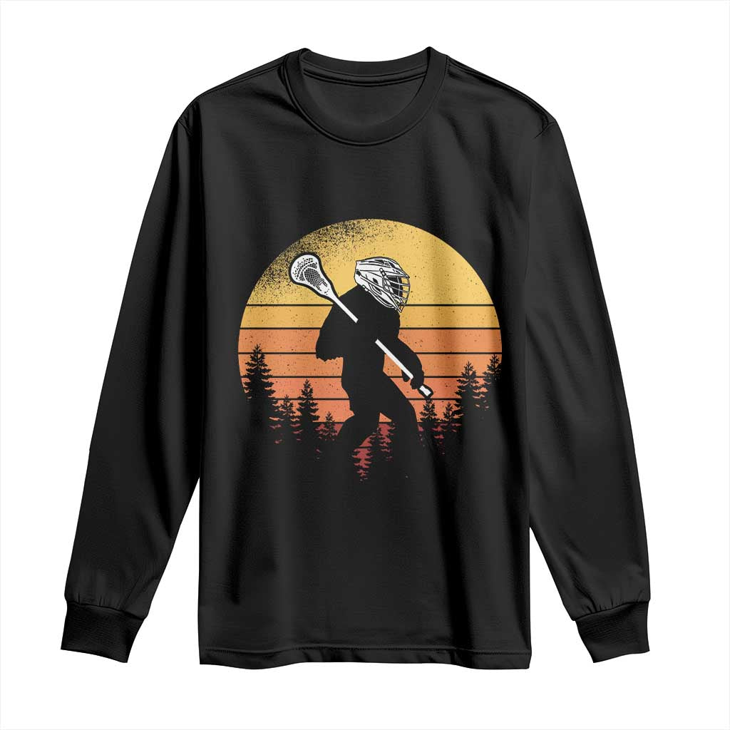 Funny Lax Bigfoot Long Sleeve Shirt Retro Vintage Sasquatch Lacrosse - Wonder Print Shop