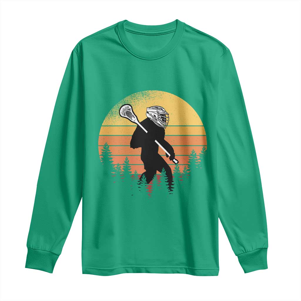 Funny Lax Bigfoot Long Sleeve Shirt Retro Vintage Sasquatch Lacrosse - Wonder Print Shop