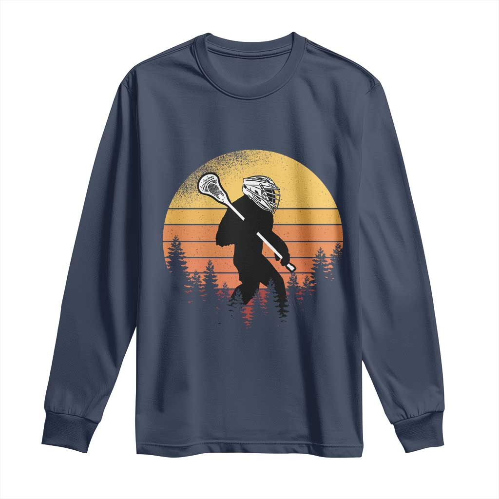 Funny Lax Bigfoot Long Sleeve Shirt Retro Vintage Sasquatch Lacrosse - Wonder Print Shop