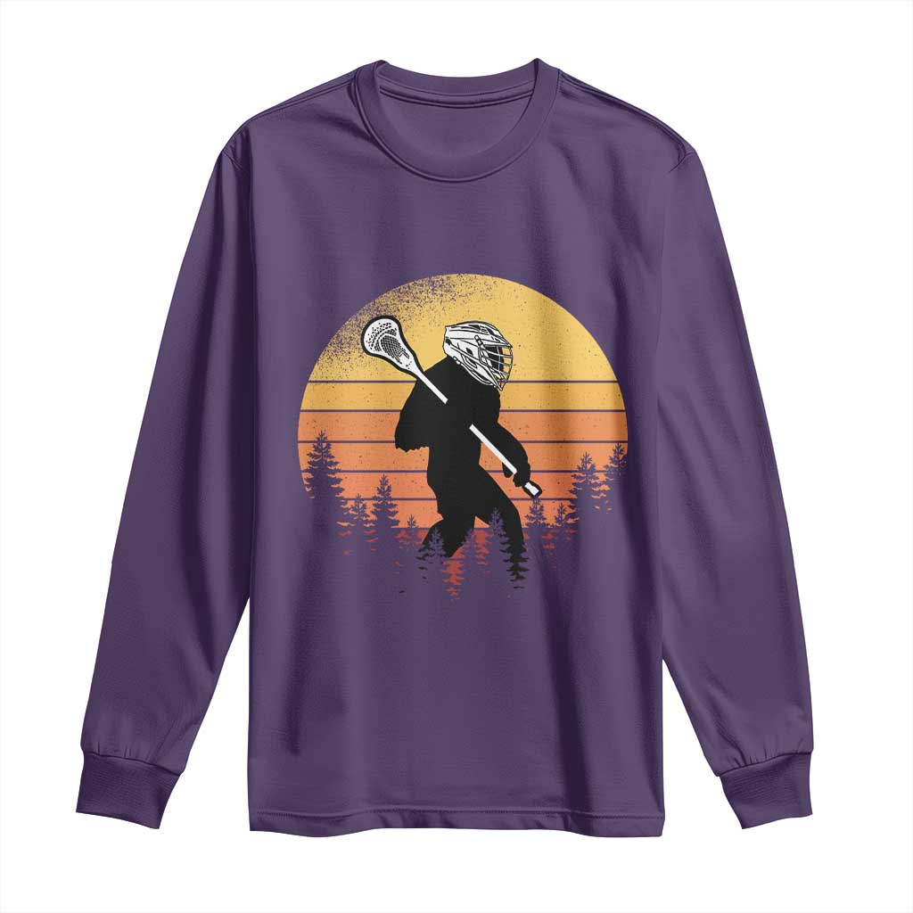 Funny Lax Bigfoot Long Sleeve Shirt Retro Vintage Sasquatch Lacrosse - Wonder Print Shop
