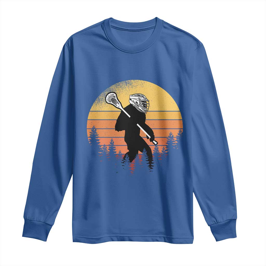 Funny Lax Bigfoot Long Sleeve Shirt Retro Vintage Sasquatch Lacrosse - Wonder Print Shop