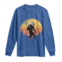 Funny Lax Bigfoot Long Sleeve Shirt Retro Vintage Sasquatch Lacrosse - Wonder Print Shop