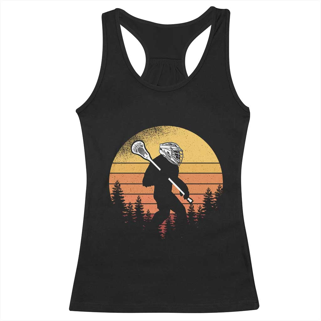 Funny Lax Bigfoot Racerback Tank Top Retro Vintage Sasquatch Lacrosse - Wonder Print Shop