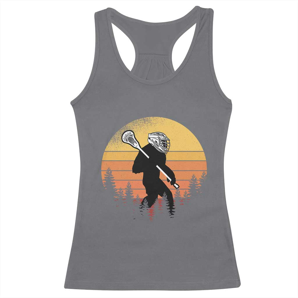 Funny Lax Bigfoot Racerback Tank Top Retro Vintage Sasquatch Lacrosse - Wonder Print Shop