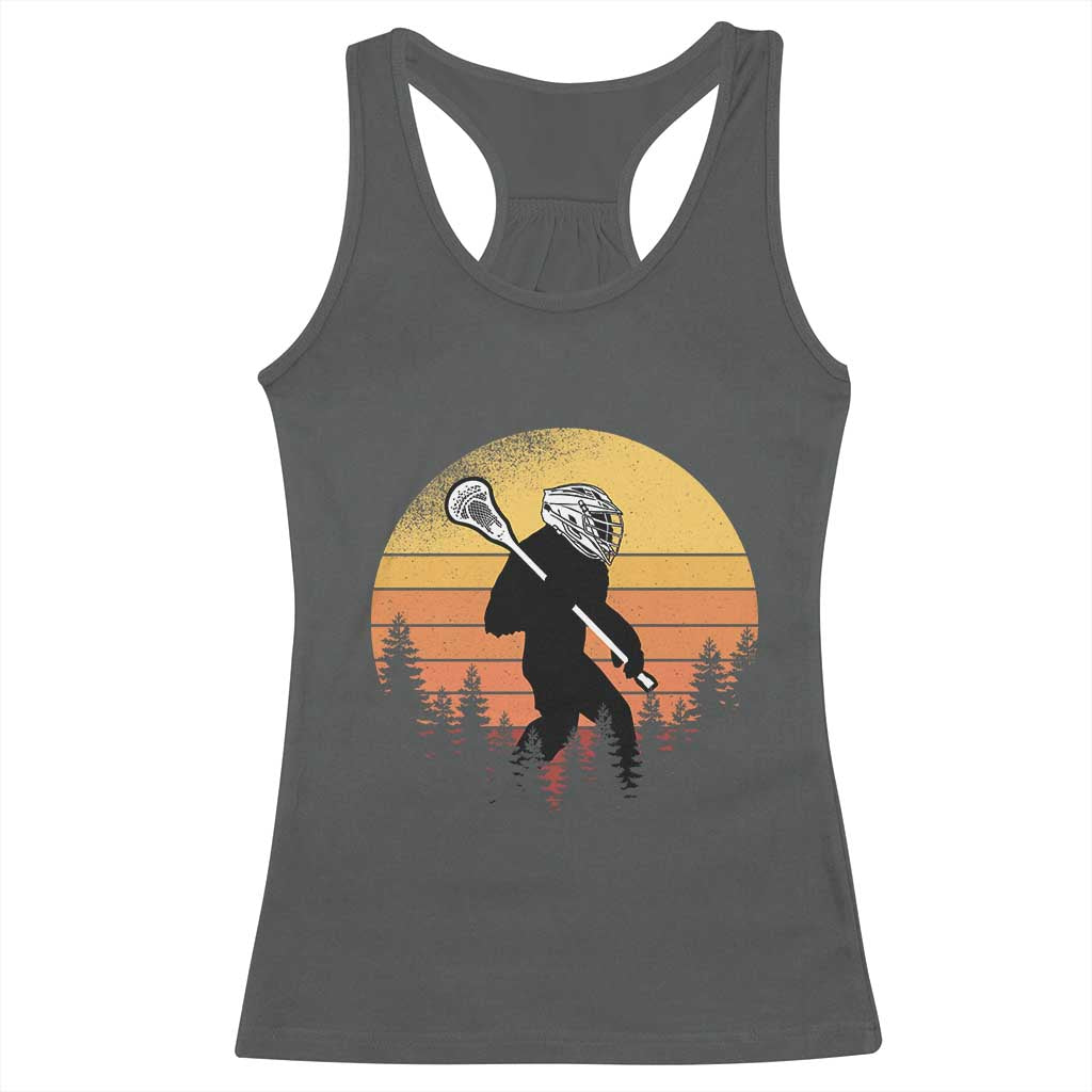 Funny Lax Bigfoot Racerback Tank Top Retro Vintage Sasquatch Lacrosse - Wonder Print Shop