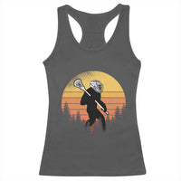Funny Lax Bigfoot Racerback Tank Top Retro Vintage Sasquatch Lacrosse - Wonder Print Shop