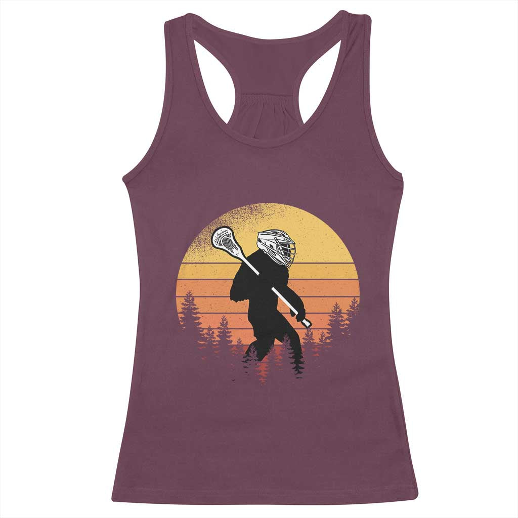 Funny Lax Bigfoot Racerback Tank Top Retro Vintage Sasquatch Lacrosse - Wonder Print Shop