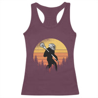 Funny Lax Bigfoot Racerback Tank Top Retro Vintage Sasquatch Lacrosse - Wonder Print Shop