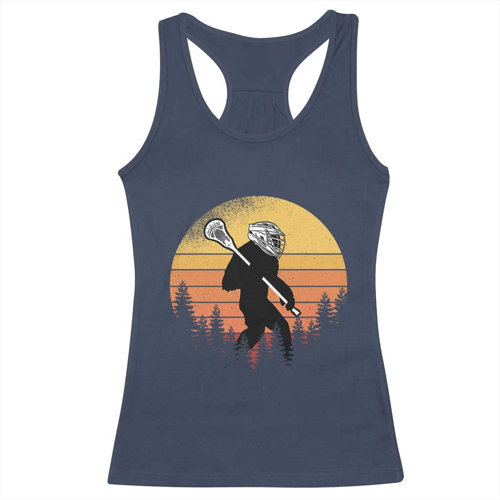 Funny Lax Bigfoot Racerback Tank Top Retro Vintage Sasquatch Lacrosse - Wonder Print Shop