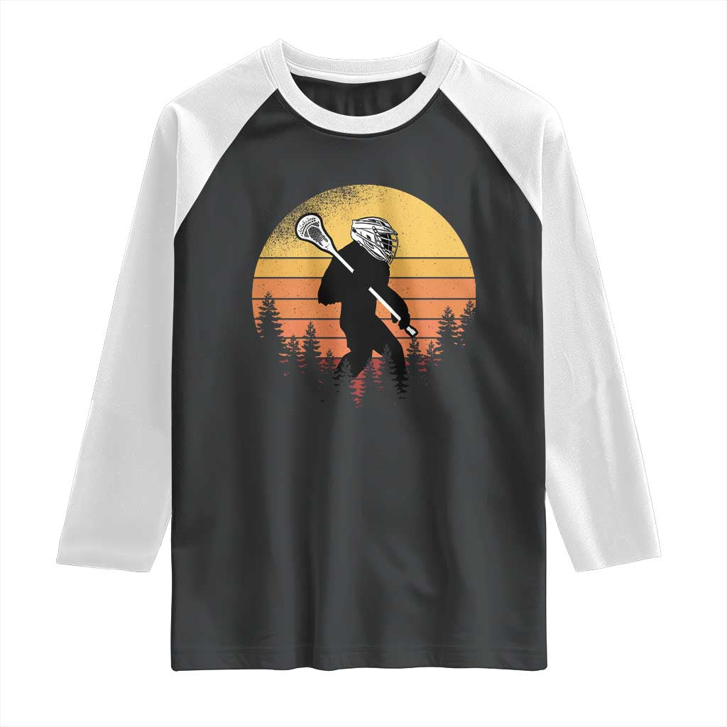 Funny Lax Bigfoot Raglan Shirt Retro Vintage Sasquatch Lacrosse - Wonder Print Shop