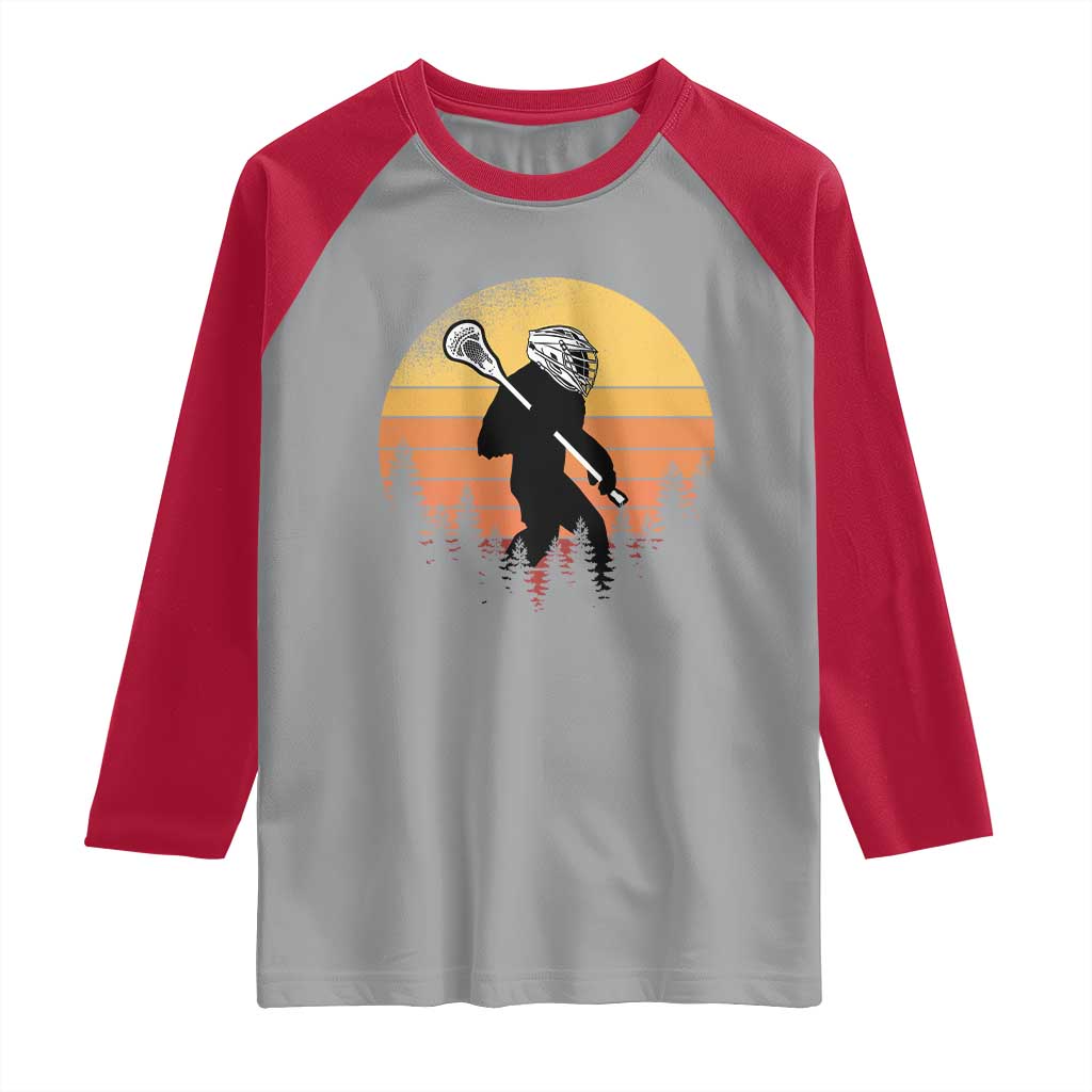 Funny Lax Bigfoot Raglan Shirt Retro Vintage Sasquatch Lacrosse - Wonder Print Shop