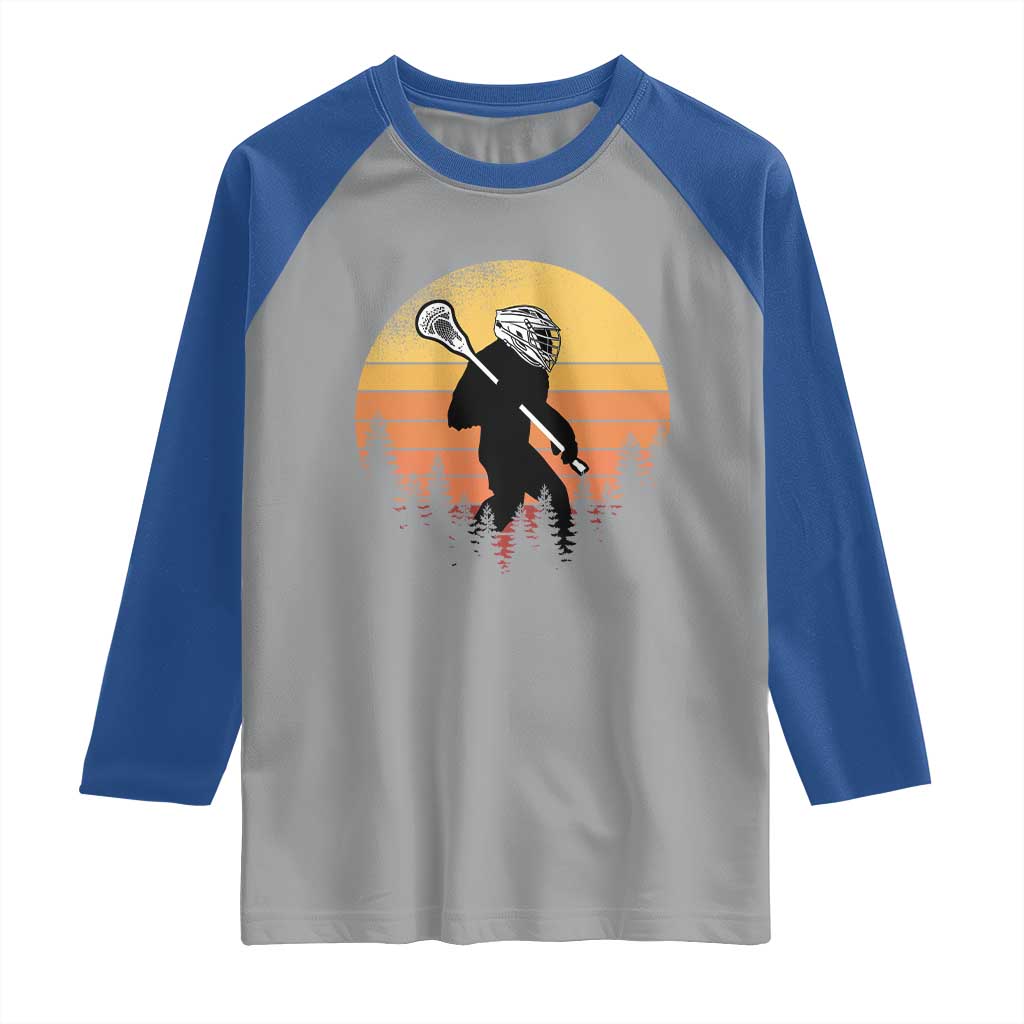Funny Lax Bigfoot Raglan Shirt Retro Vintage Sasquatch Lacrosse - Wonder Print Shop