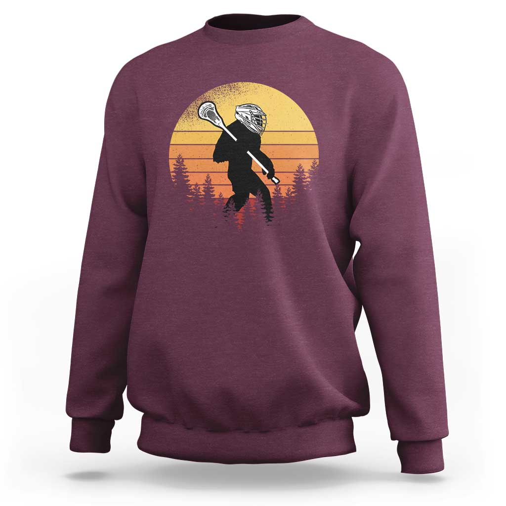Funny Lax Bigfoot Sweatshirt Retro Vintage Sasquatch Lacrosse - Wonder Print Shop